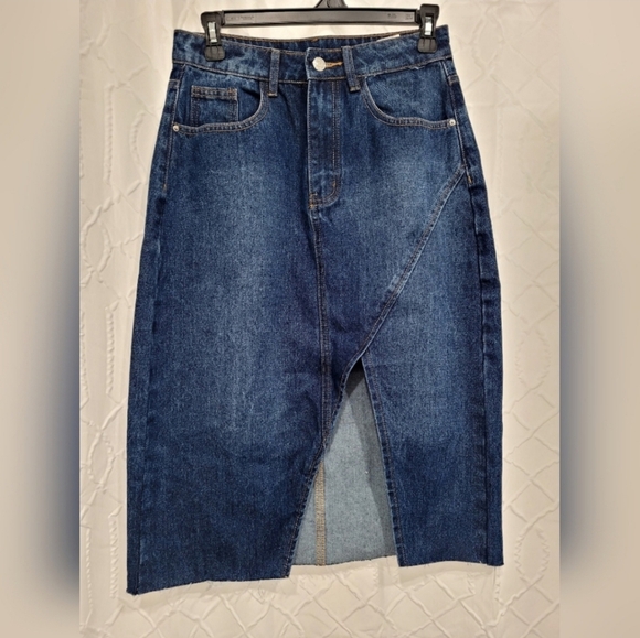 SHEIN Blue Denim Midi Skirt - Picture 1 of 3